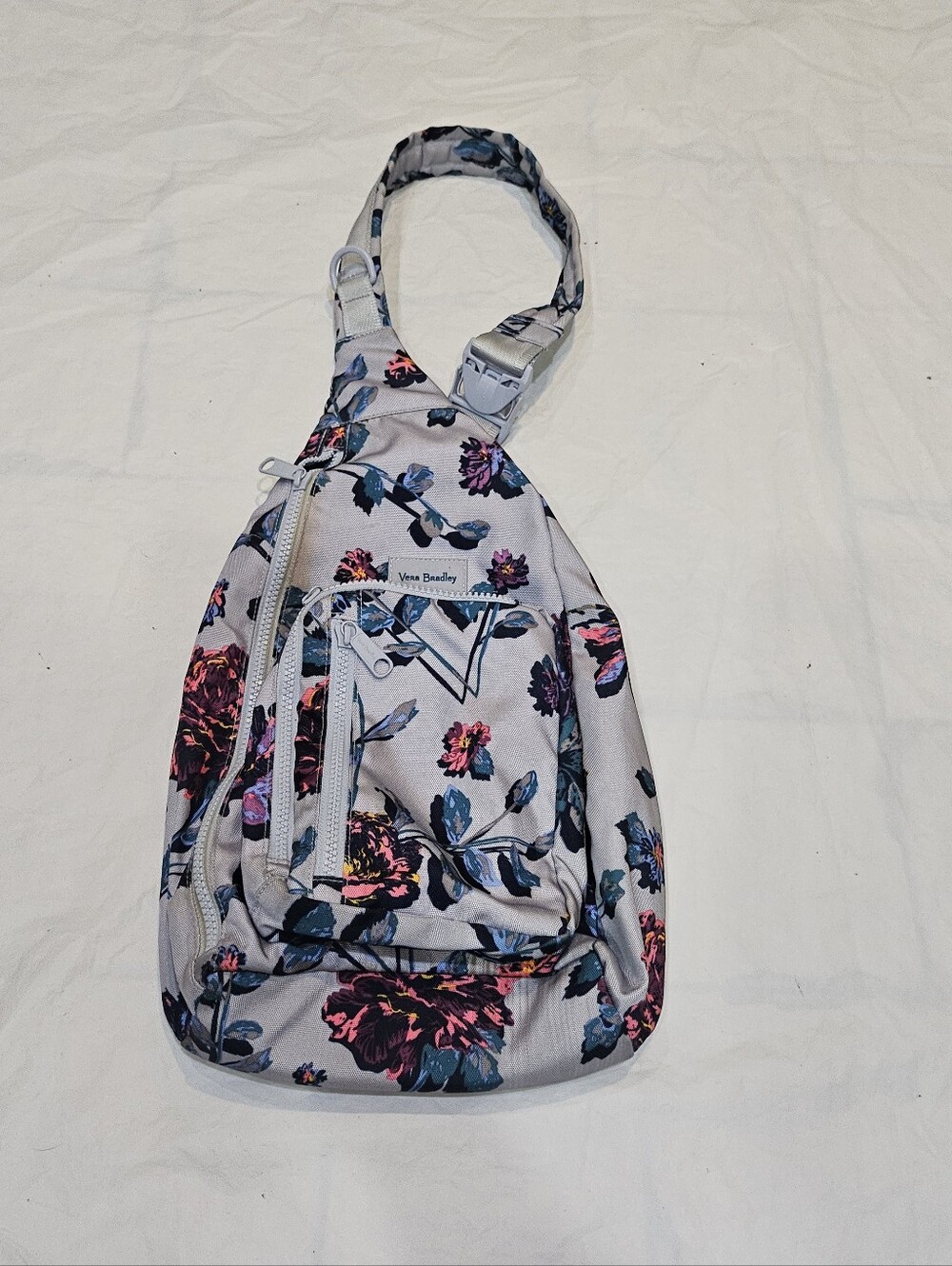 Vera Bradley ReActive Sling Backpack Neon Ivy Floral Gray